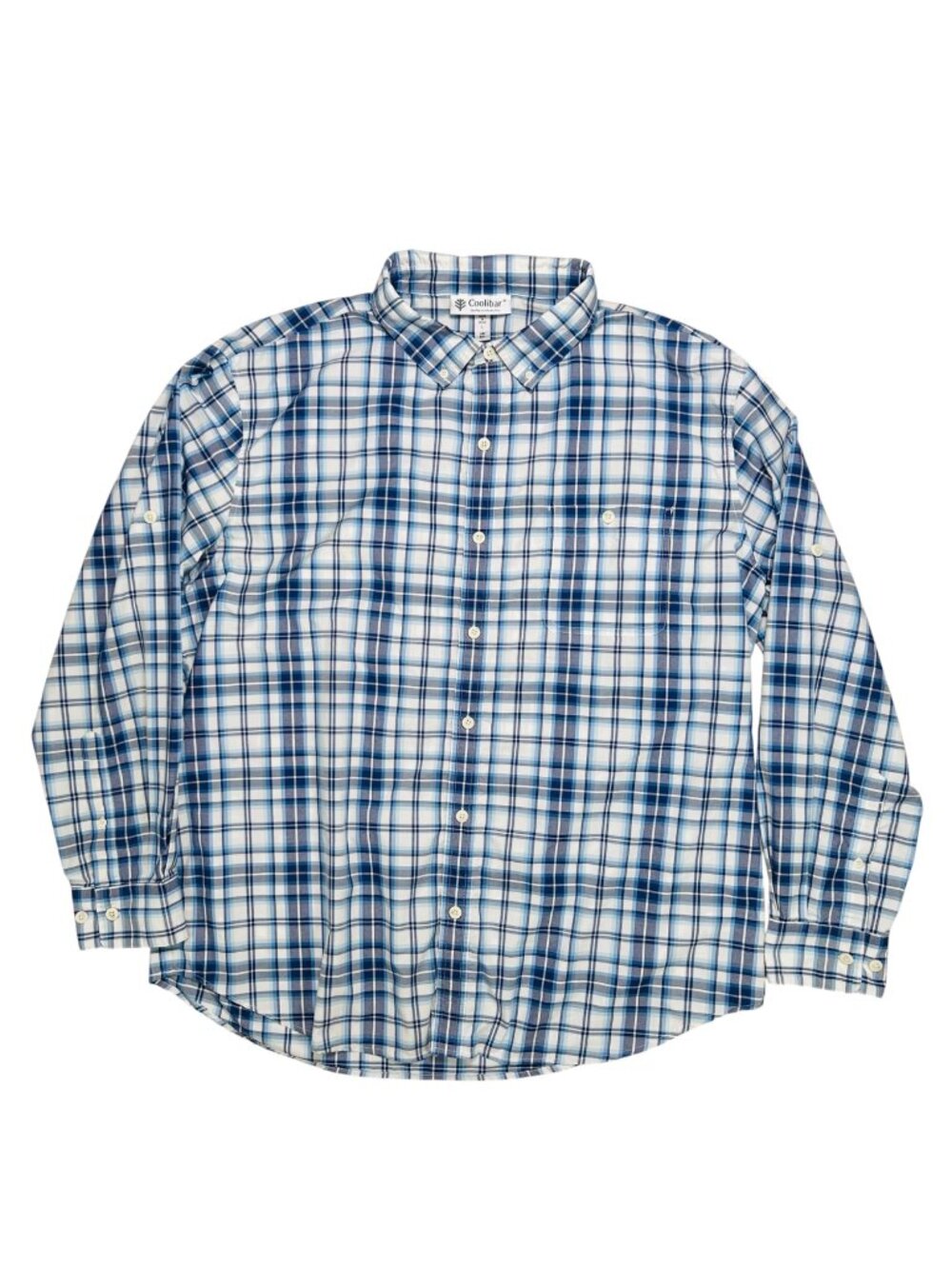 Coolibar Large Plaid Long Sleeve Roll Tab Shirt Outdoors UPF Performance Work